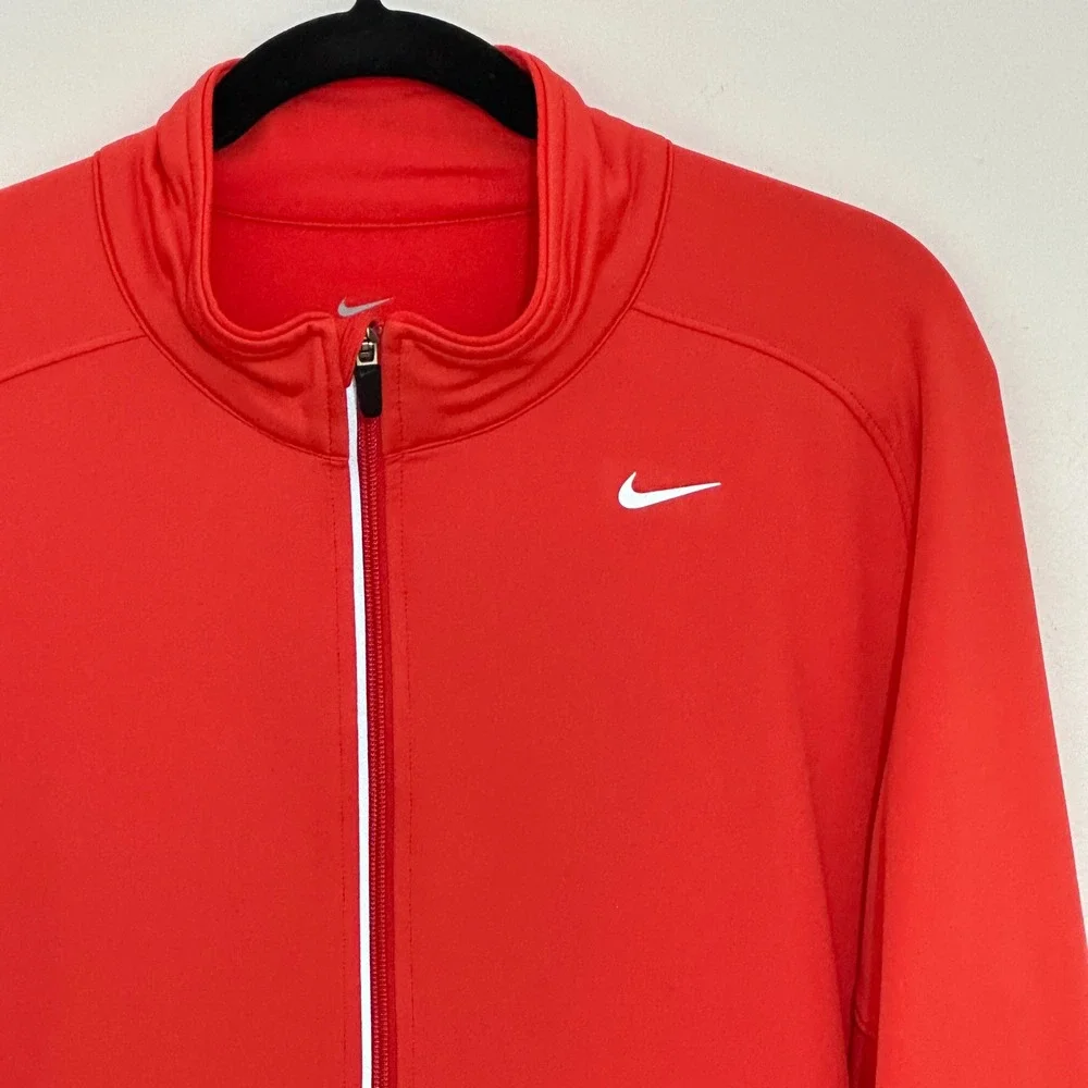 Nike Element Dri-FIT Womens Jacket L Orange Full Zip Running Fleece Lined Sporty
